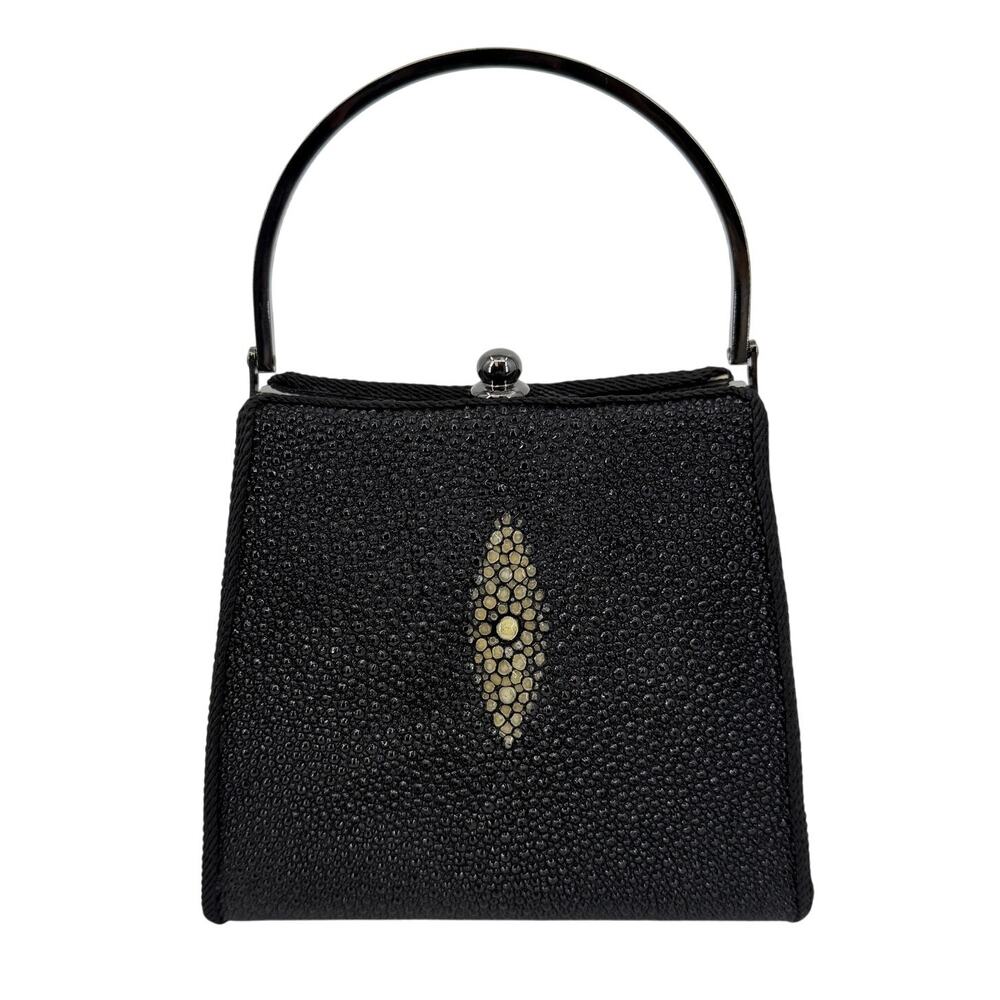 Moo Roo Charleston Black Stone Inlay Evening Hand Bag Mary Norton Signed 2003